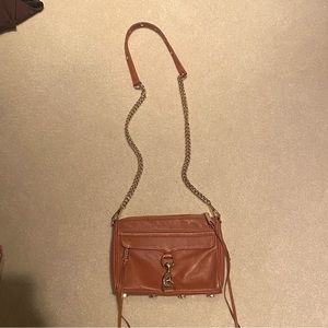 Rebecca Minkoff Mini Mac‎ Crossbody Brown Leather Bag with Gold Hardware